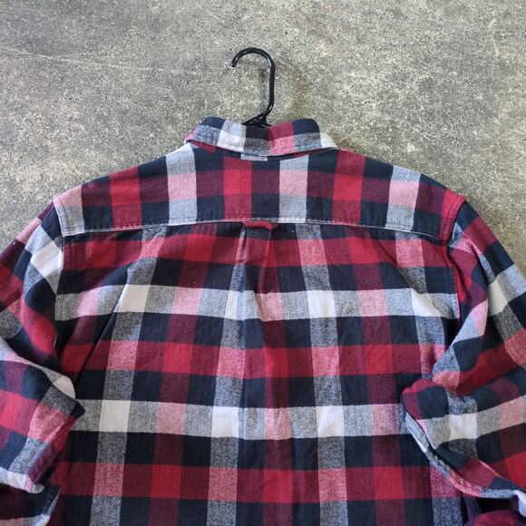 JACHS Crop Flannel Shirt Mens L Red Plaid Button Down Grunge Retro Y2K - Picture 4 of 7